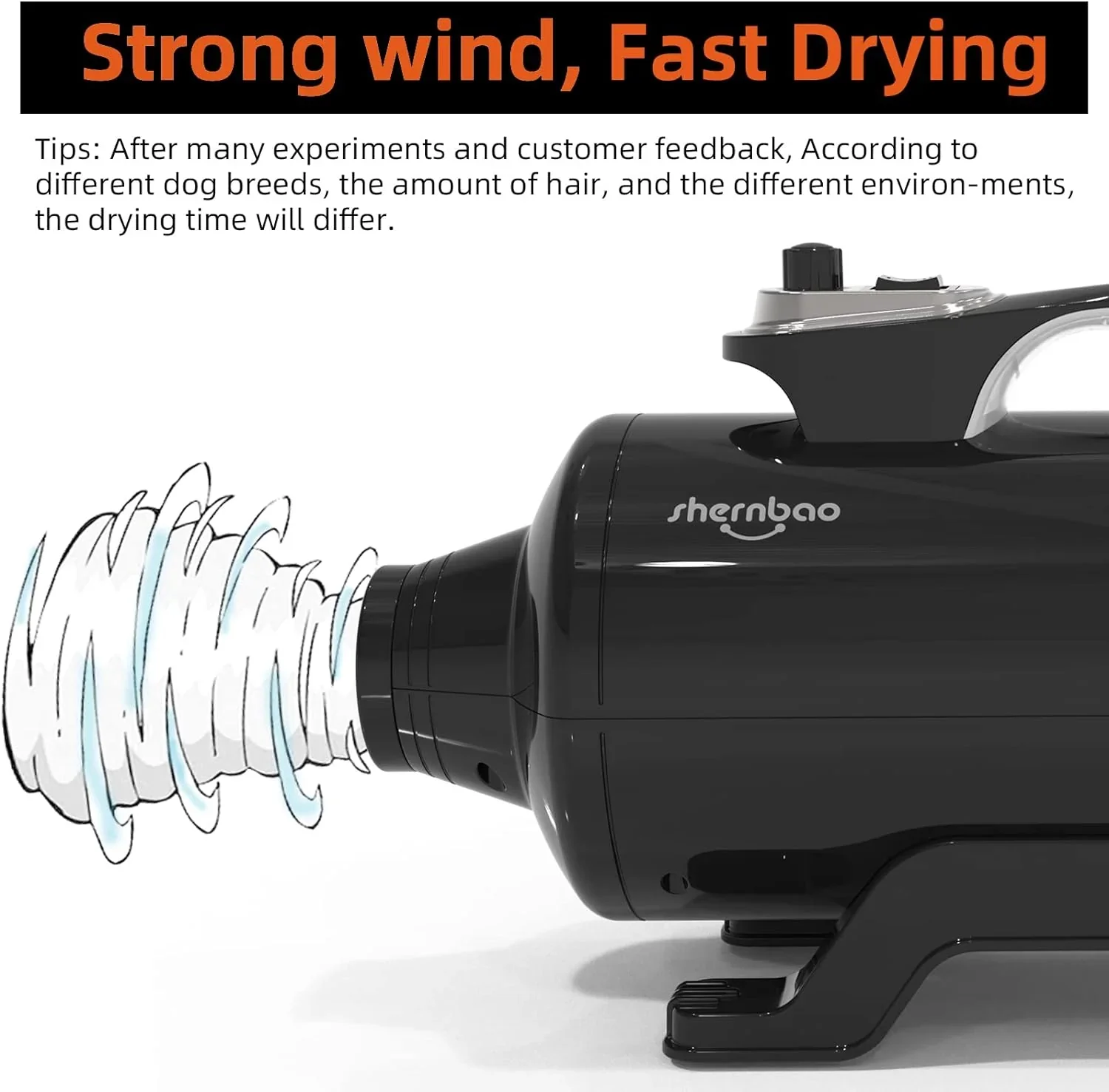 Shernbao Professional Dog Force Dryer, 6.0HP, Jet Black - DHD-2400T - Image 5