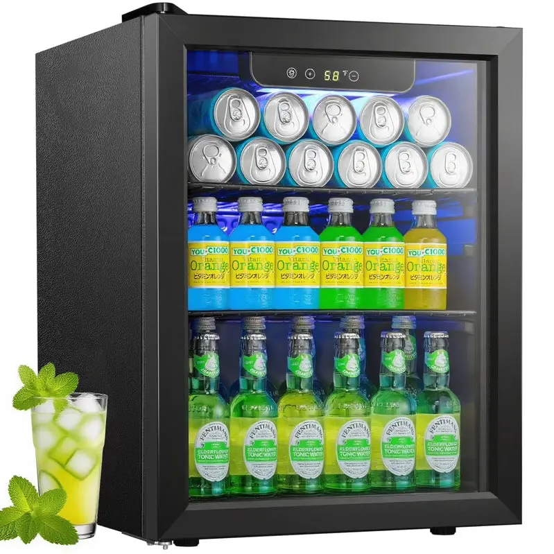 Auseo 126-Can Beverage Cooler, 3.2 Cu Ft, Glass Door, Black - Image 3