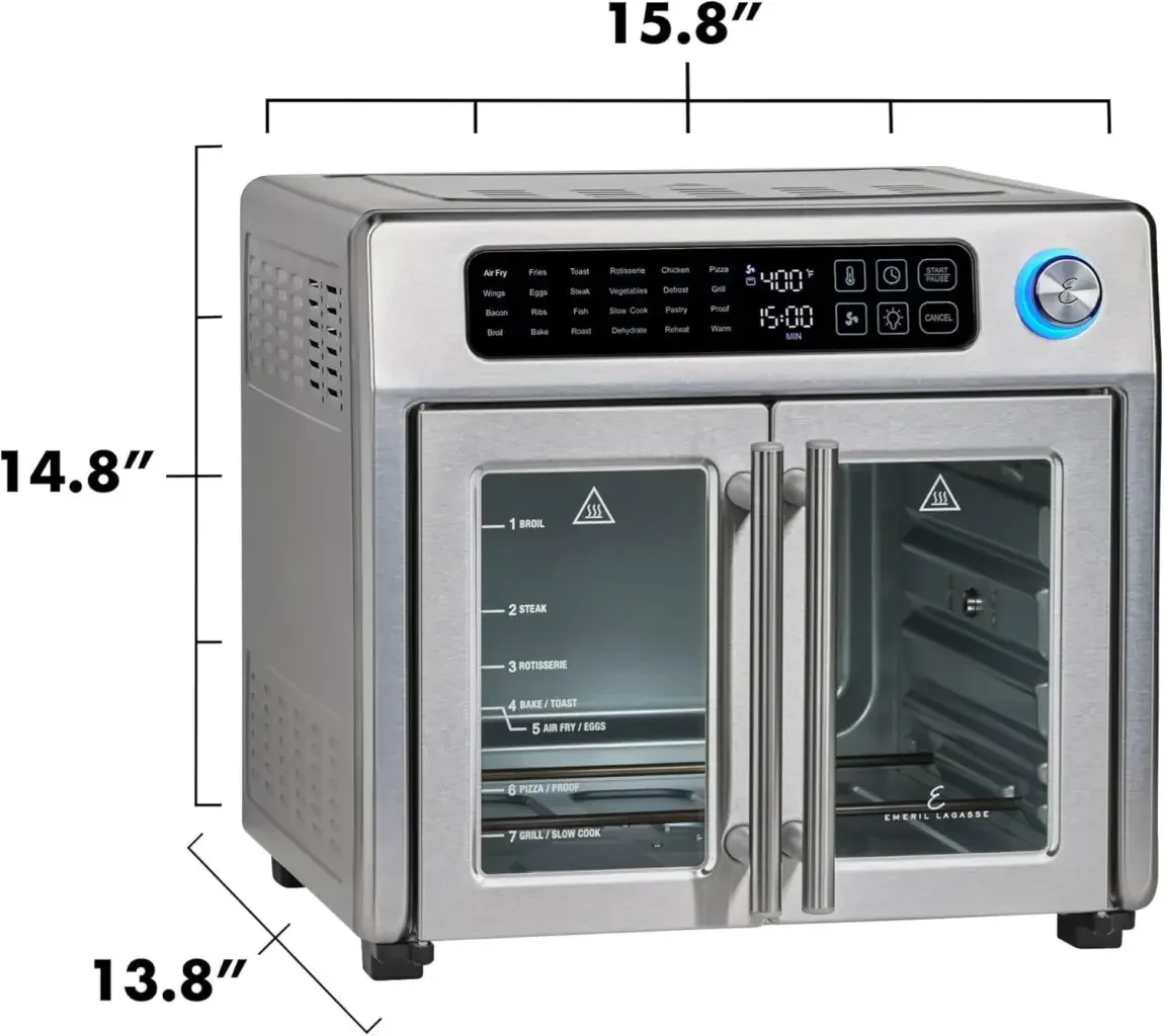 Emeril Lagasse 26 Quart Extra Large Air Fryer Convection Toaster Oven With French Doors - Stainless Steel - Image 2