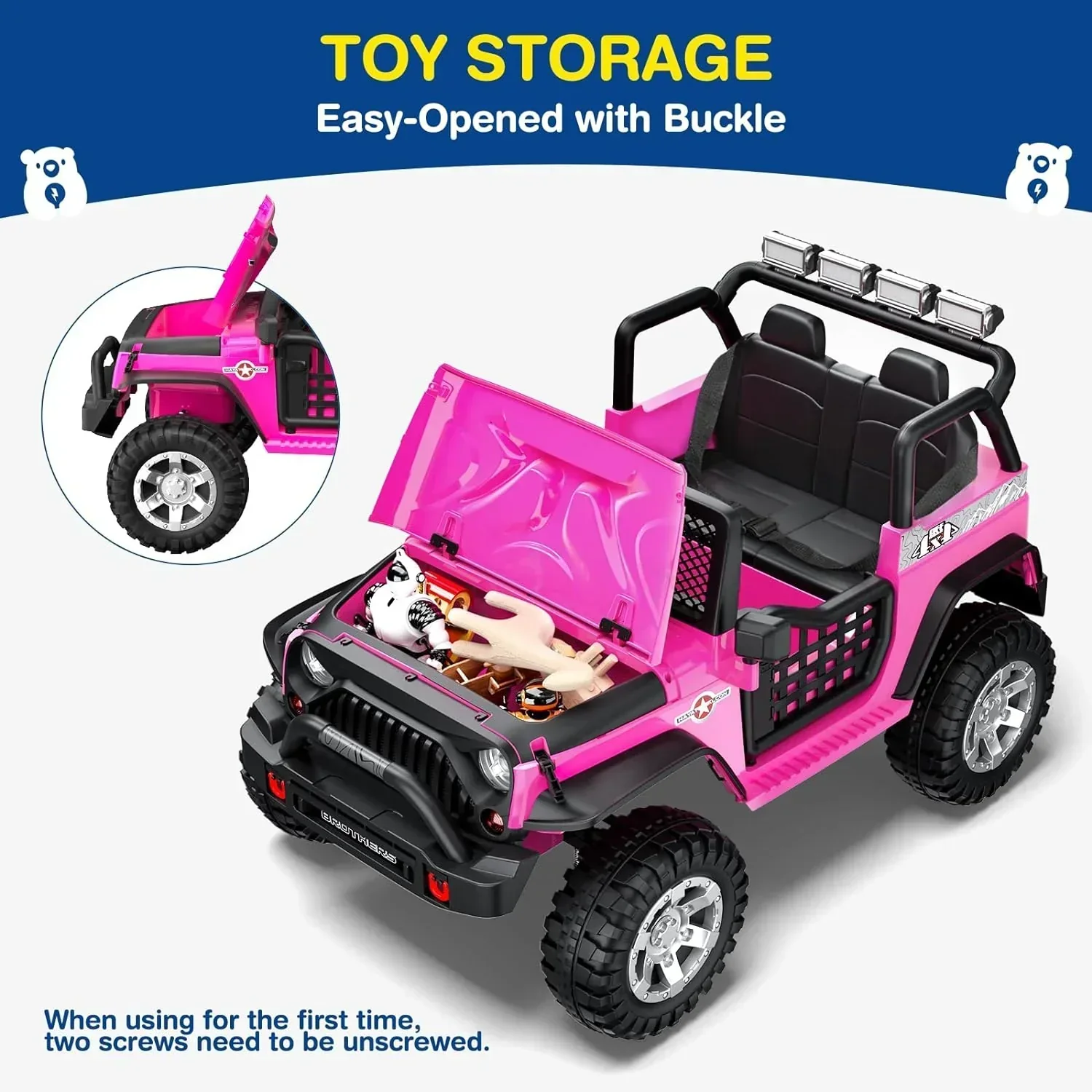 L8 Ride On Car 2 Seater 12V Kids Electric Car Remote Control 4-Wheel Suspension Bluetooth Speaker - Image 26