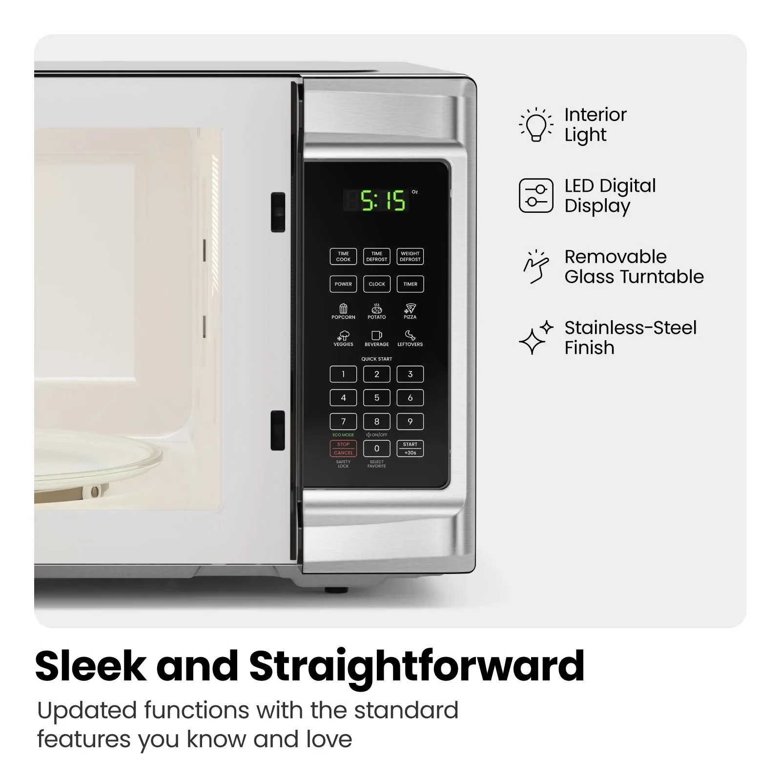 Chefman Countertop Microwave Oven, 0.9 Cu Ft, 900 Watts, Stainless Steel - CRJ55-SS-9 - Image 26