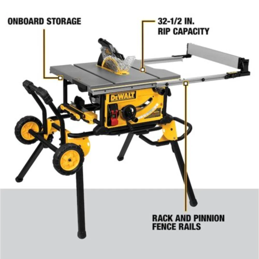 15 Amp Corded 10 in. Job Site Table Saw with Rolling Stand DWE7491RS - Image 3