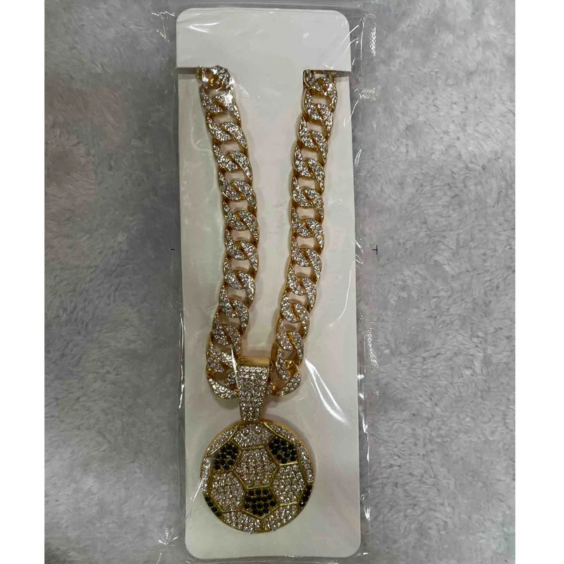 13mm Football Pendant Necklace With 20in Cuban Link Chain And CZ - Image 7