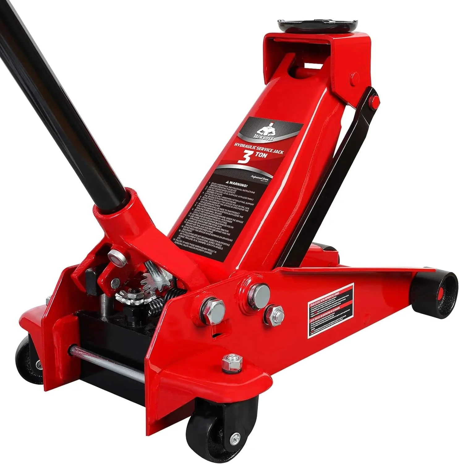 3 Ton Low Profile, Aluminum and Steel Racing Floor Jack with Dual Pistons Quick Lift Pump for Sport Utility Vehicle, Lifting Range 3-15/16" min to 18-5/16" max, Red - Image 10