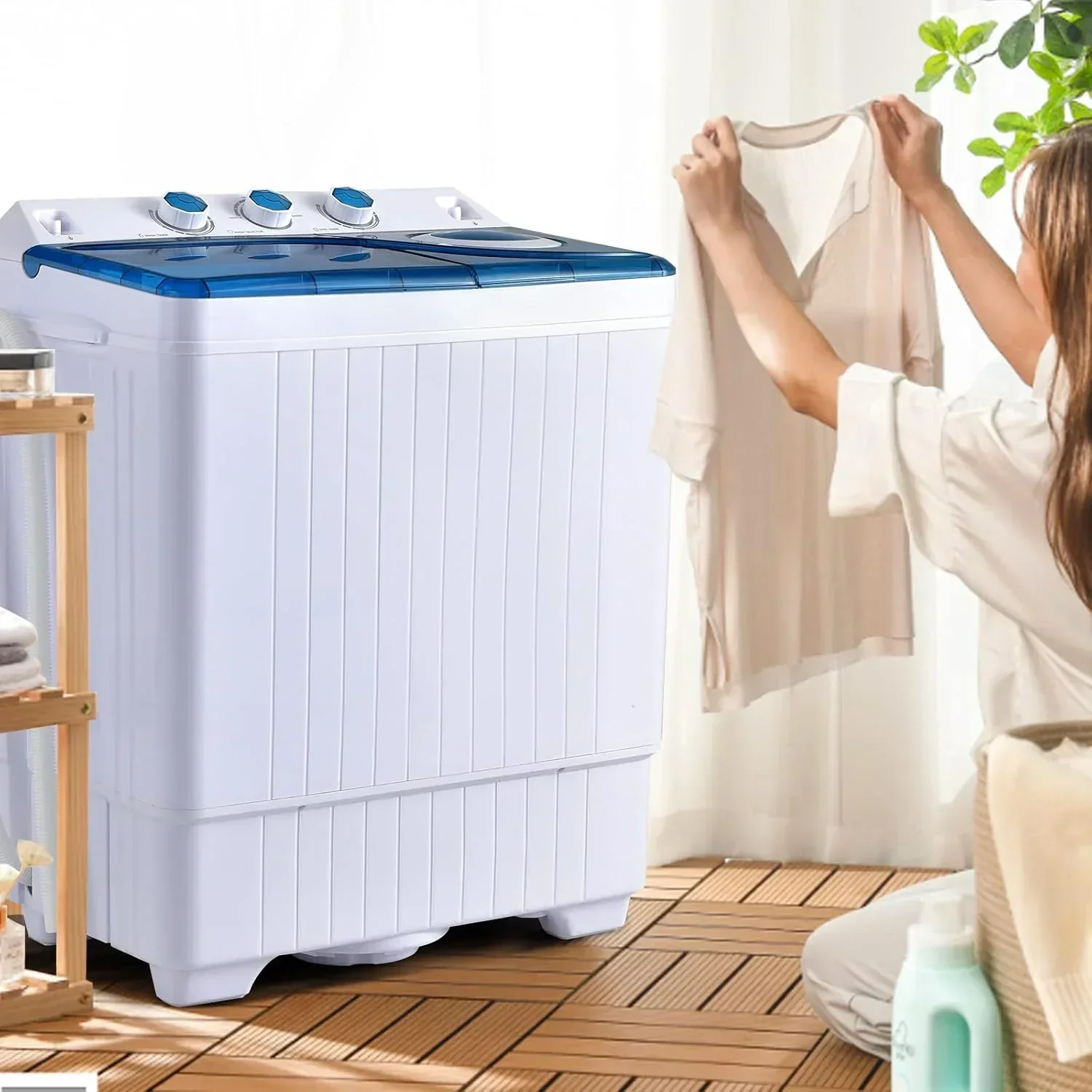 Costway Double Tub Washing Machine, 26 lb Capacity, 18 lb Wash, 8 lb Spin, Drain Pump - Image 11