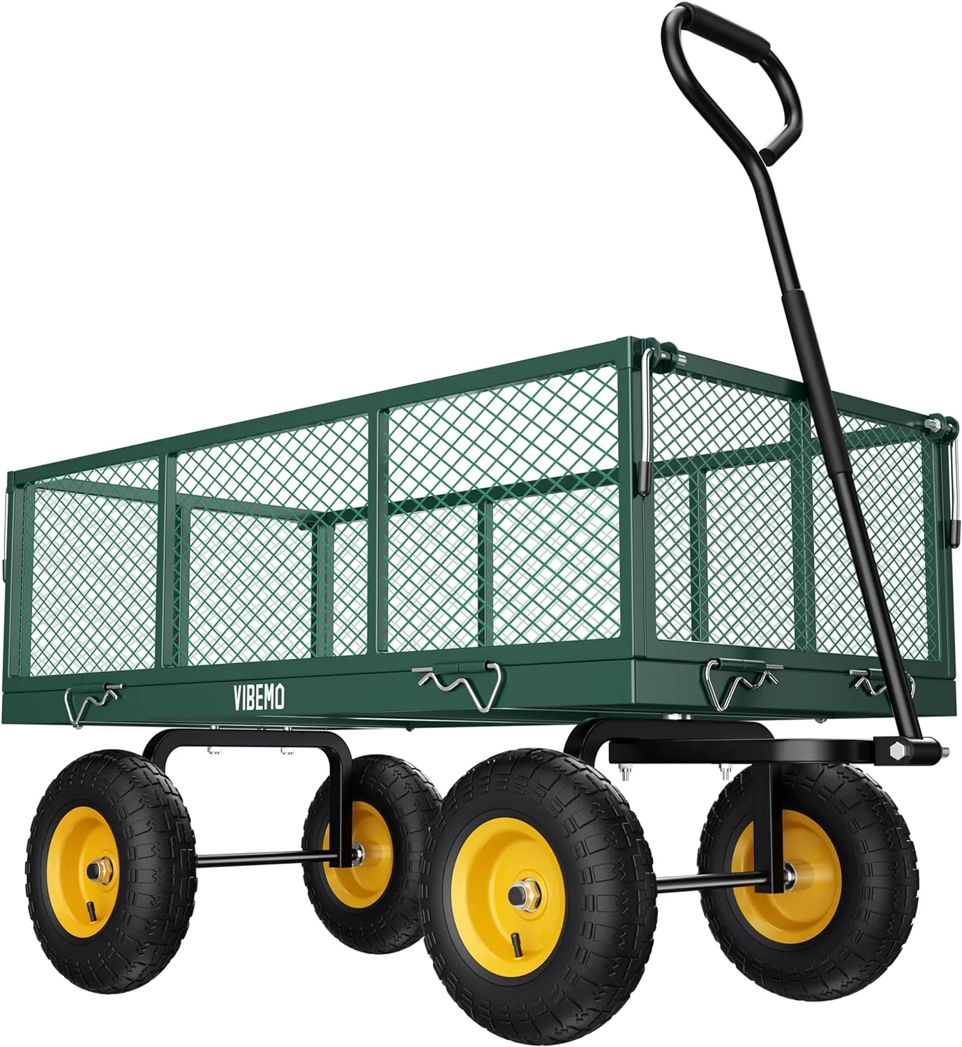 Steel Garden Cart 2-in-1 1400 lbs Heavy Duty Utility Wagon with Removable Mesh Sides to Convert into Flatbed 240?? U-Turn 13" Pneumatic Tires Garden Wagon for Farm Yard Lawn Garden Camping - Image 32