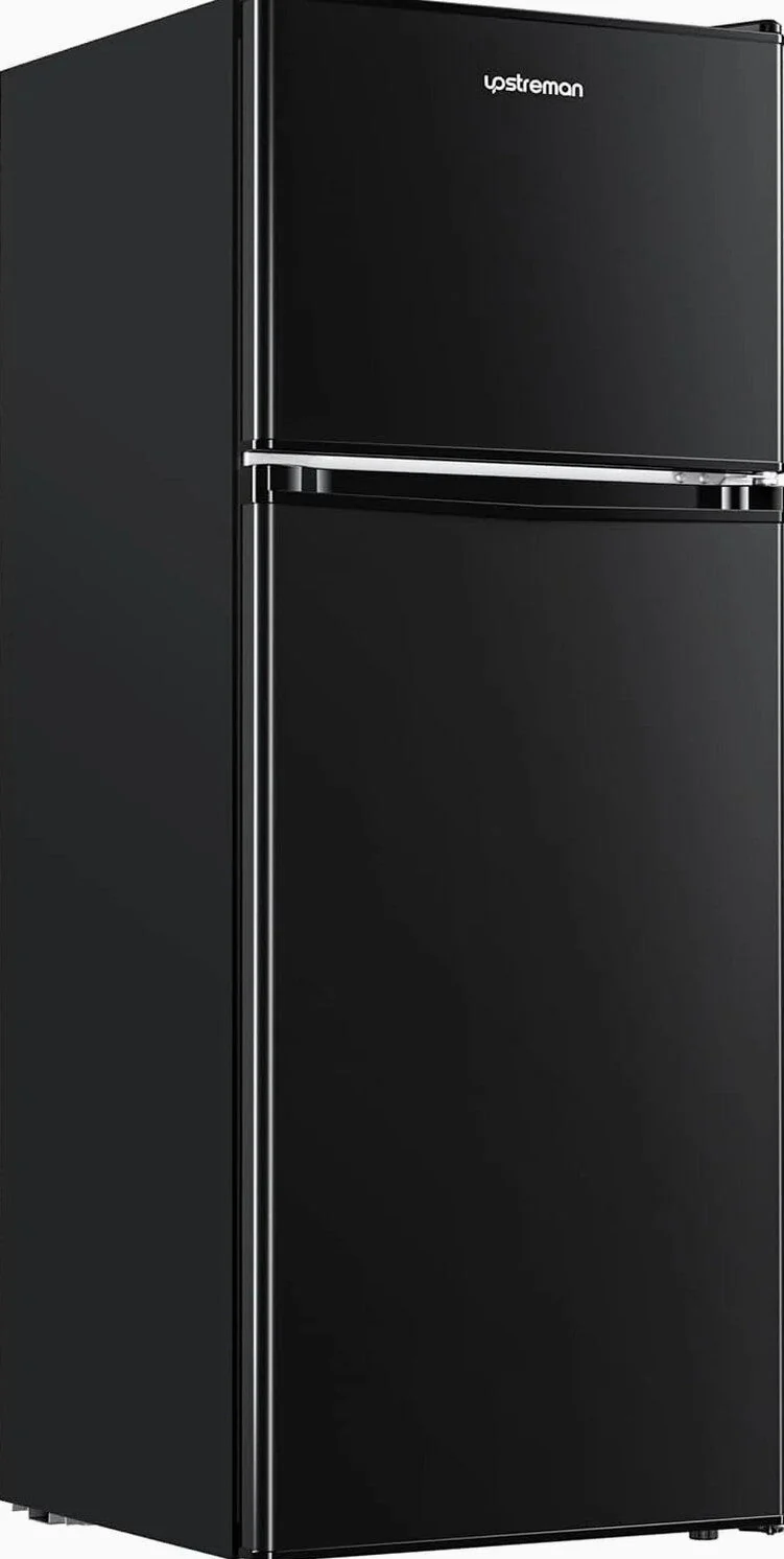 Upstreman 4.0 Cu.Ft Double Door Mini Fridge With Freezer, Black - BR401