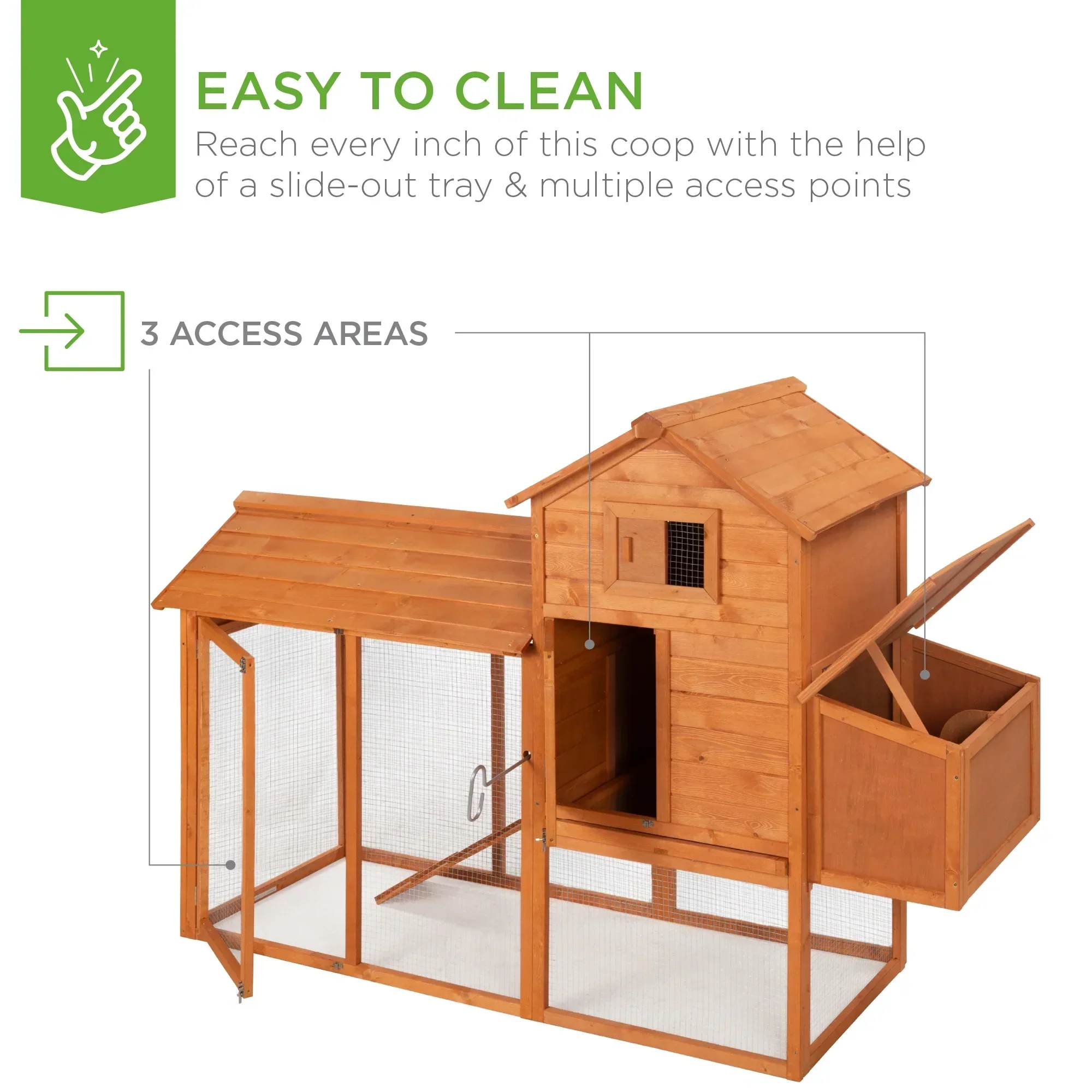 Best Choice Products 80in Wooden Chicken Coop Multi-Level Hen House With Wire Fence - Image 4