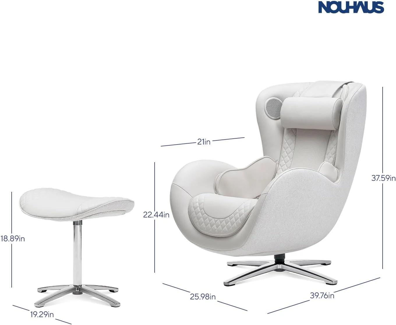 Nouhaus Classic Massage Chair With Ottoman, Bluetooth Speakers - N-0003 - Image 3
