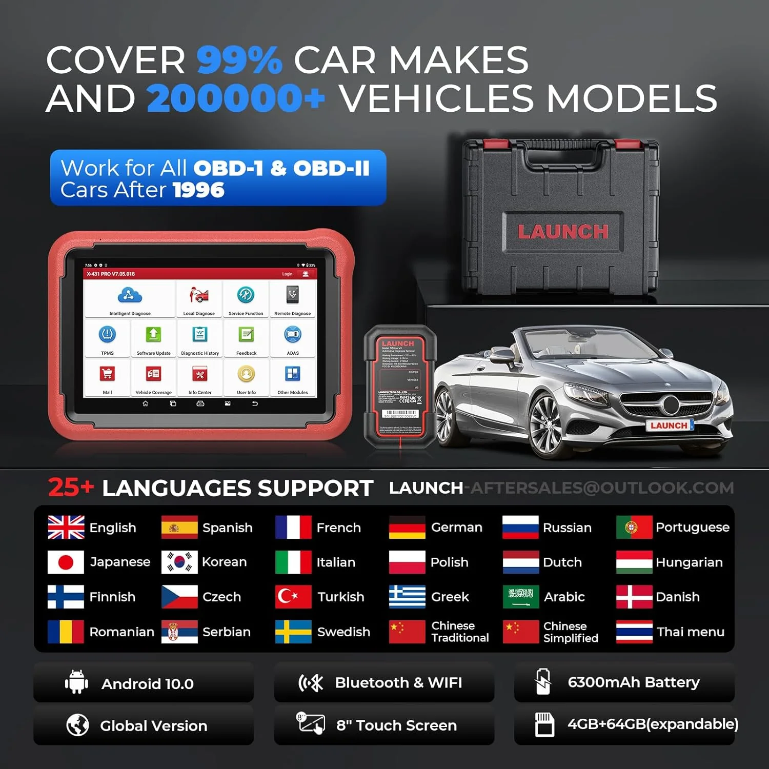 LAUNCH X431 V+ 5.0 Scan Tool with 2025 CANFD Connector, 37 Reset & OE-Level Diagnostics - Image 6