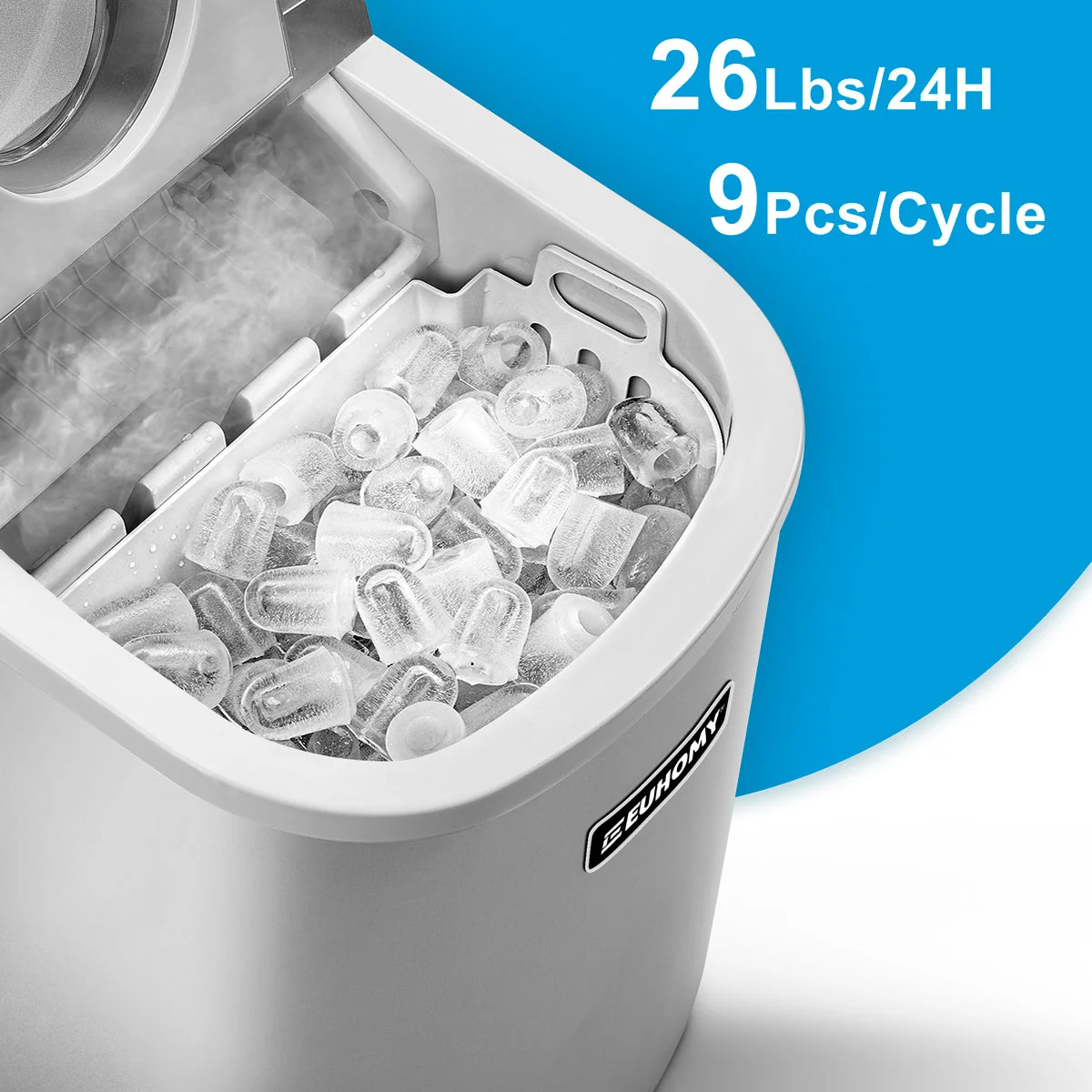 Euhomy Portable Compact Countertop Ice Maker - Silver - Image 3