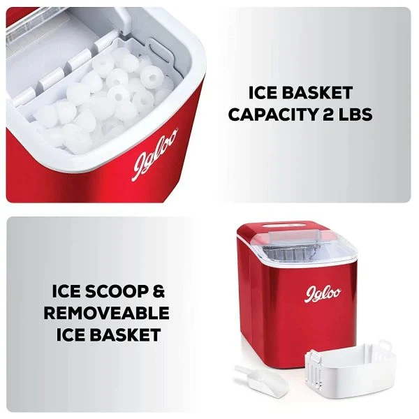 Igloo Portable Countertop Ice Maker, Red, 26 lb Per 24 Hours - ICEB26RR - Image 2