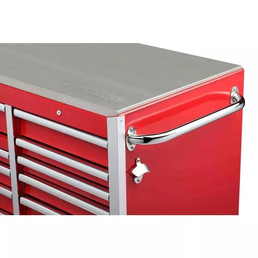 Heavy-Duty 72 in. W x 24 in. D 15-Drawer Tool Chest Mobile Workbench with Stainless Steel Top and Dual Locks in Red - Image 4