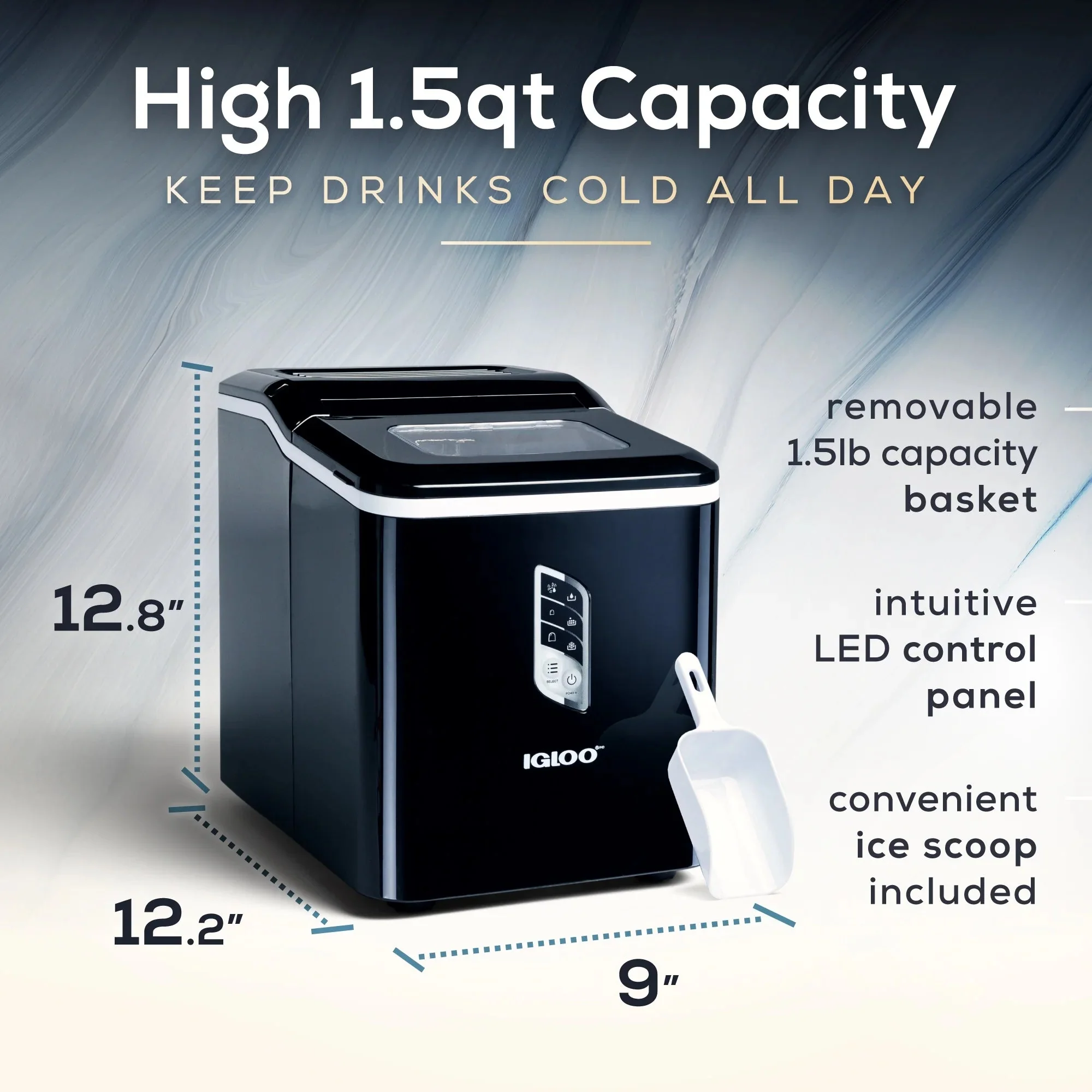 Igloo Self-Cleaning Countertop Ice Maker, 1.5 qt, 26 lbs/24 Hours, Aqua - Image 39