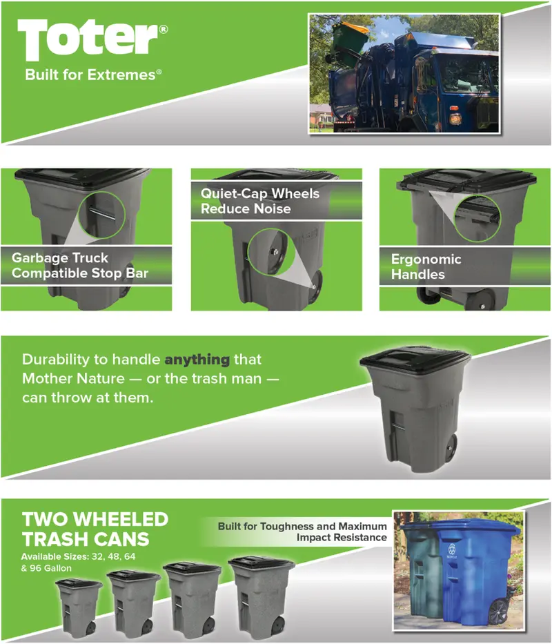 Toter 96-Gallon Wheeled Trash Can With Secure Lid - Image 3