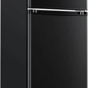 Upstreman 4 Cubic Feet Double Door Mini Refrigerator With Freezer, Black - BR401