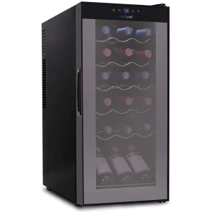 NutriChef Digital Electric Thermoelectric Wine Chiller Cooler, 18 Bottle, Black