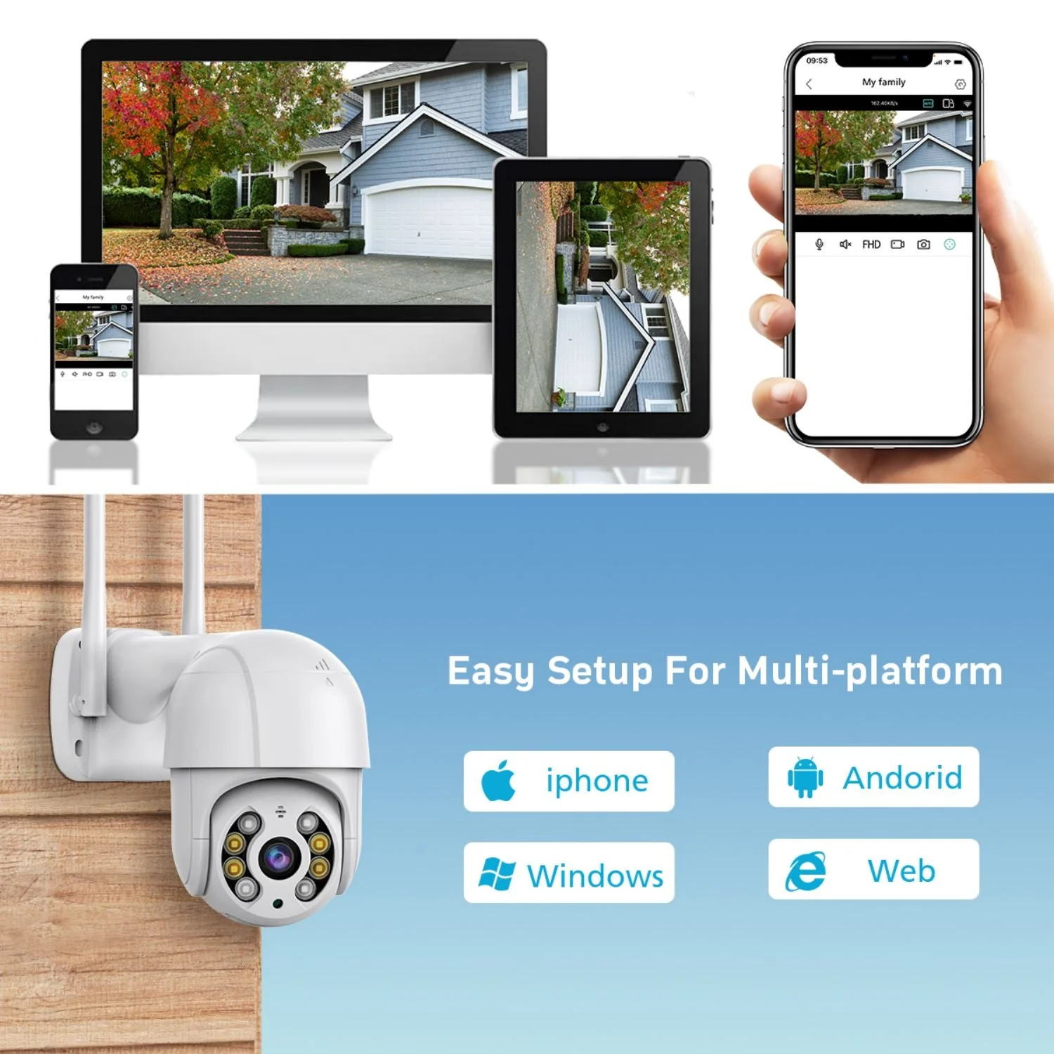 A8 White PTZ 1080P Smart Security Camera - Image 6