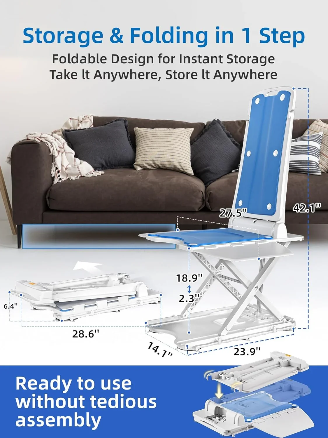 PPOLB Electric Chair Lift For Elderly, 308 lbs Support, Waterproof, Foldable - Image 3