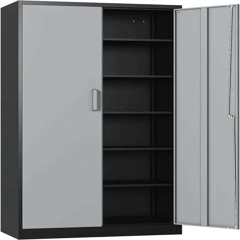 Heavy-Duty Metal Garage Storage Cabinet, Lockable Freestanding 5 Adjustable Shelves, 70.87 inch31.5 inch15.7 inches - Black - Image 4