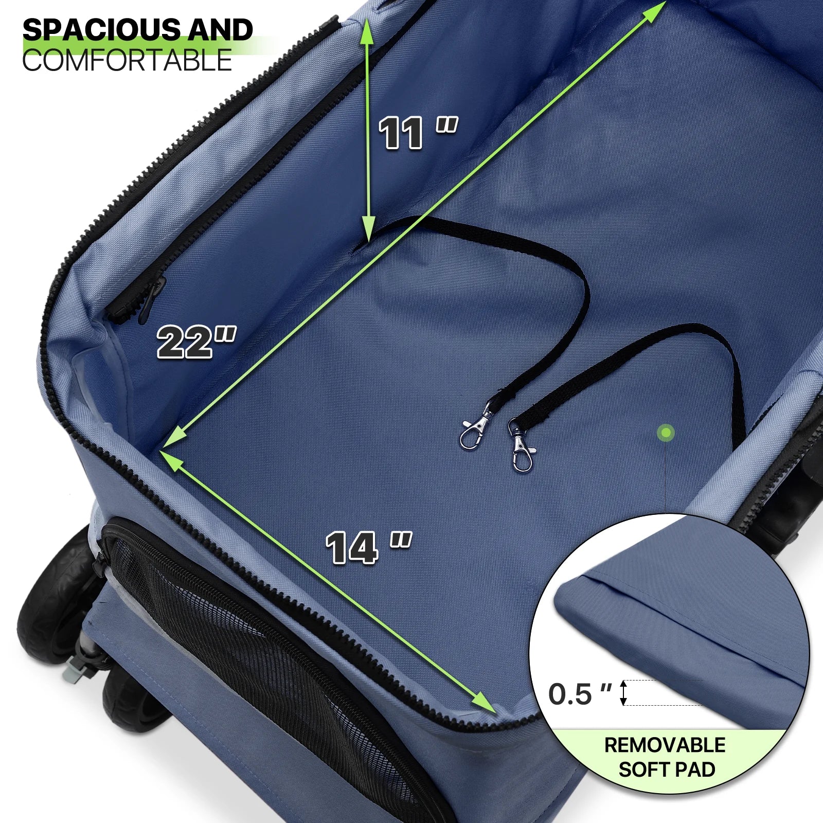 Magshion Foldable Pet Stroller, 4 Wheel, Navy Blue, 33 lbs Capacity - Image 9