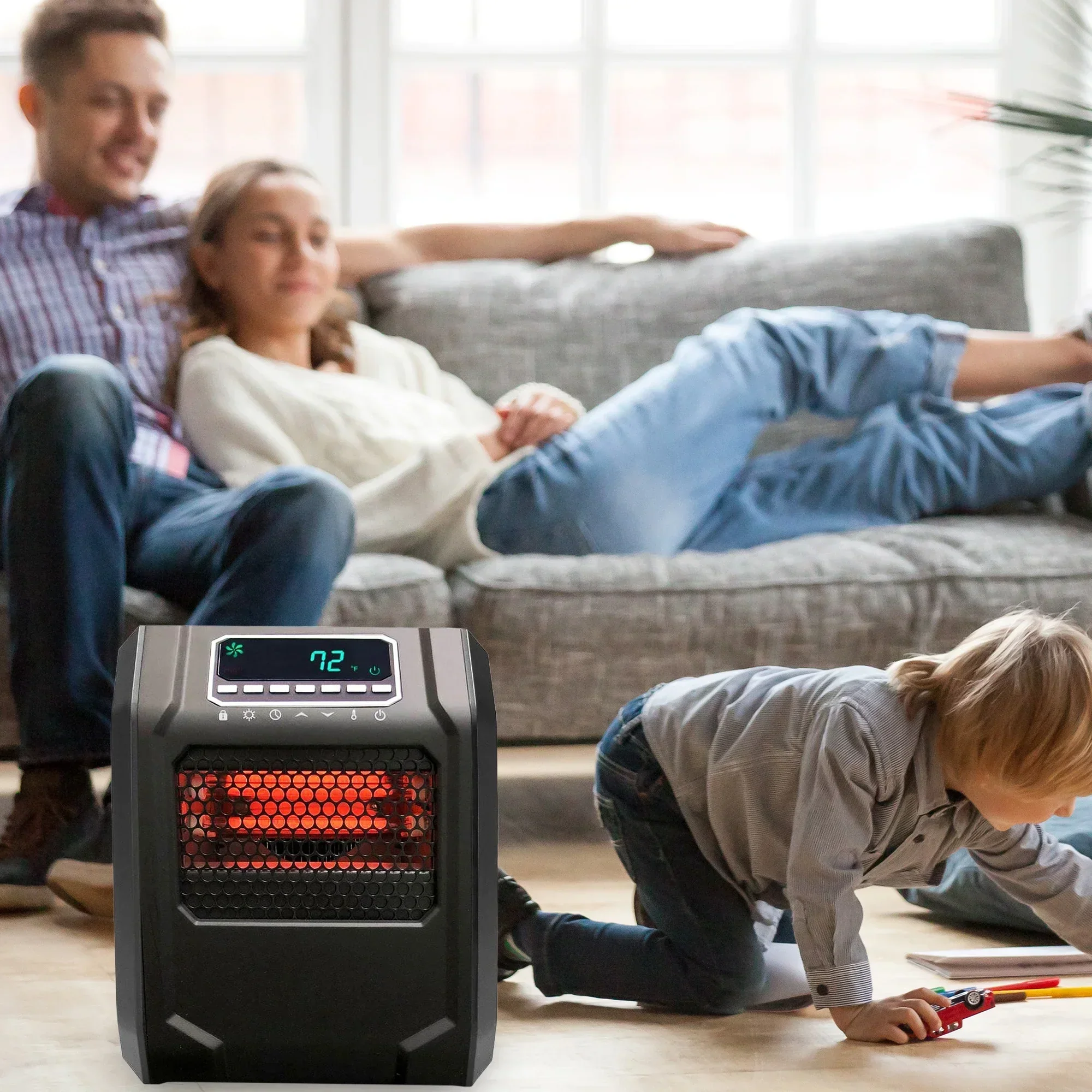 Lifesmart Infrared Quartz Space Heater, 4 Element 1500W, Black - Image 4
