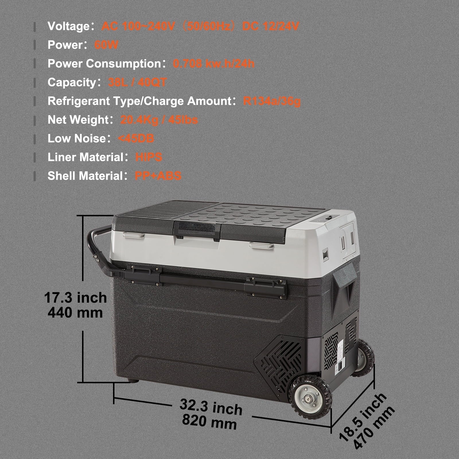 VEVOR Dual-Zone Car Refrigerator Freezer, 48QT - T45K - Image 20