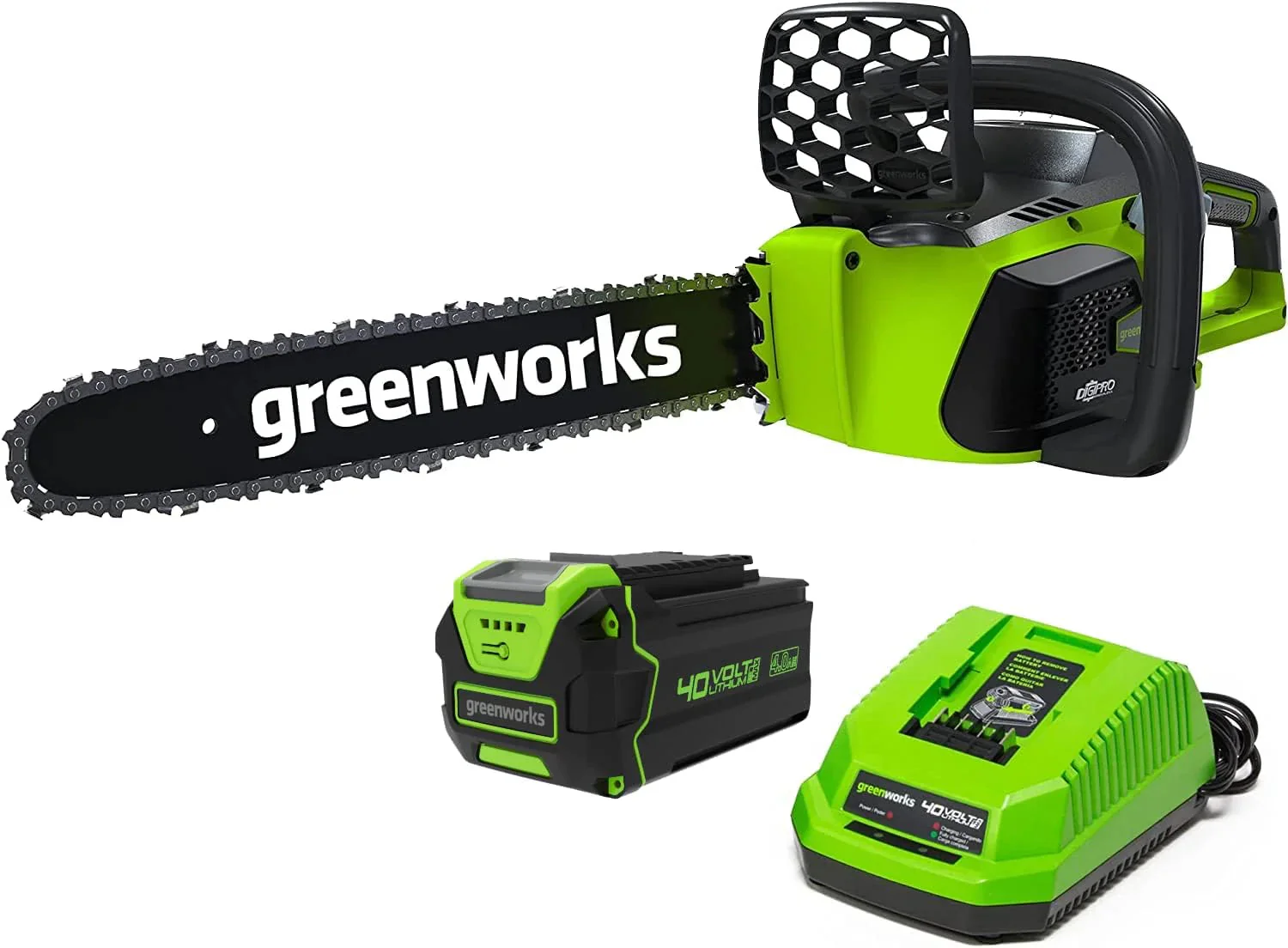 Greenworks 40V 16" Brushless Cordless Chainsaw, 4.0Ah Battery and Charger Included - Image 12