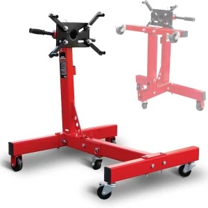 Rotating Engine Stand: Removable Oil Pan and Magnetic Tray, Turbine Turntable, 2 Brake Caster Lockable Wheels, 1,000 Lbs Capacity