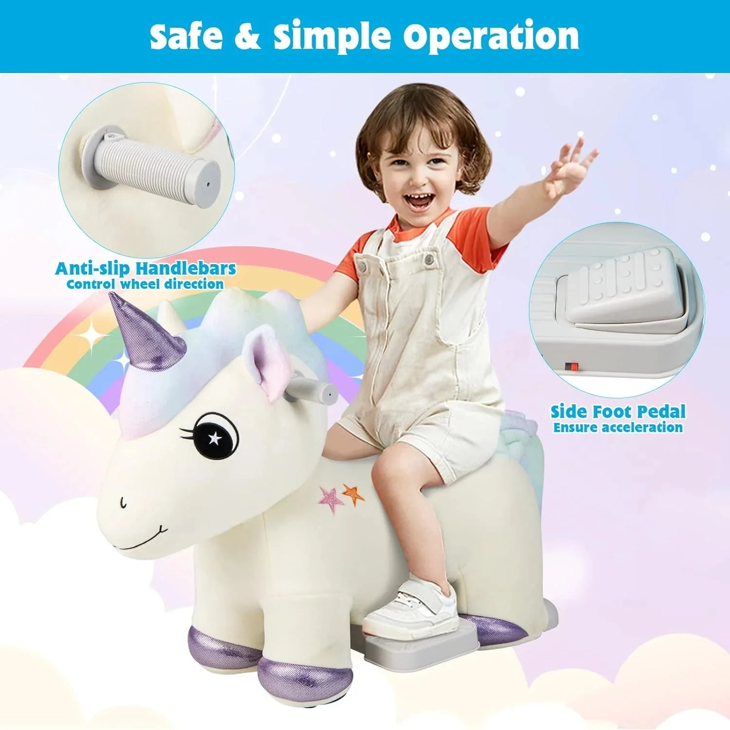 Kids Ride Unicorn, 6V Battery Powered Electric Animal Toy - Image 3