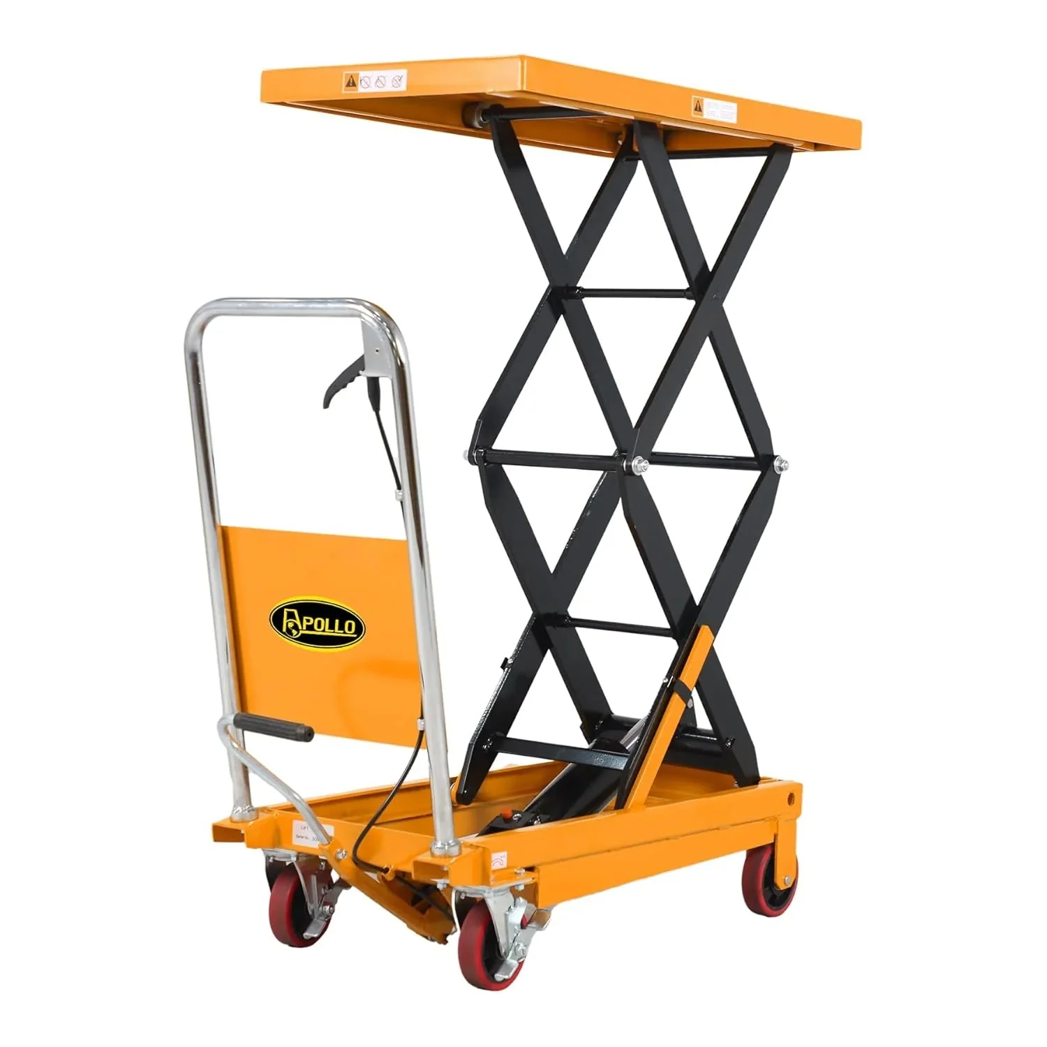 APOLLOLIFT Hydraulic Lift Table Cart – 770 lbs Capacity, 51" Max Height, Double Scissor Lift with Safety Guard & 4 Wheels - Image 2