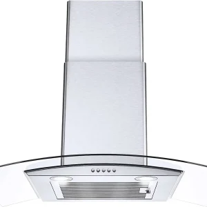 Wall Mount Range Hood 30 inch Convertible Tempered Glass 3-Speed 450 CFM - 3375B