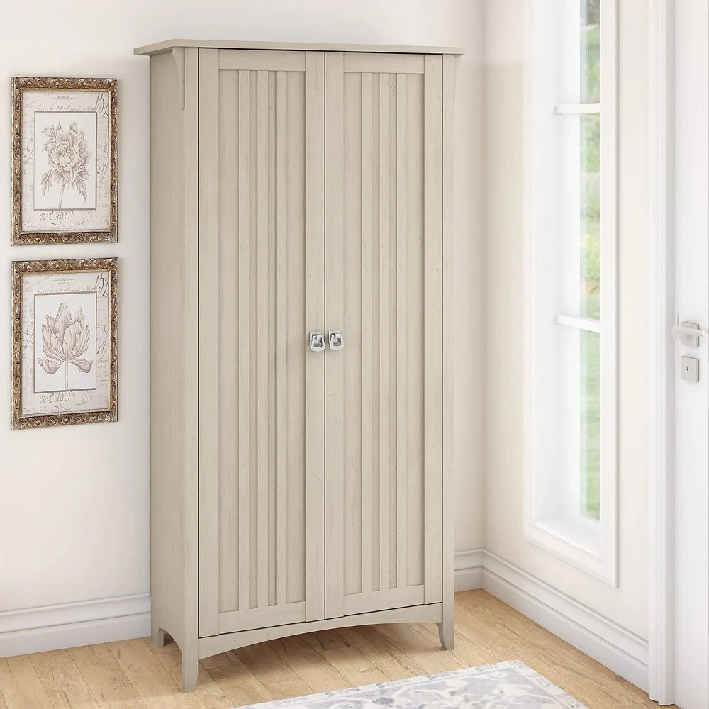 Tall Freestanding Storage Cabinet With Doors And 5 Shelves - Image 2