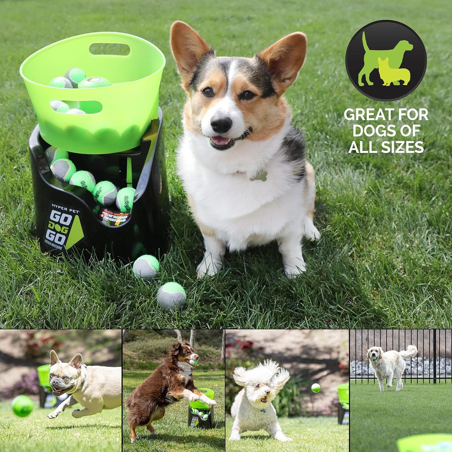 Hyper Pet Automatic Dog Ball Launcher With 5 Balls, Green/Black - GoDogGo - Image 5