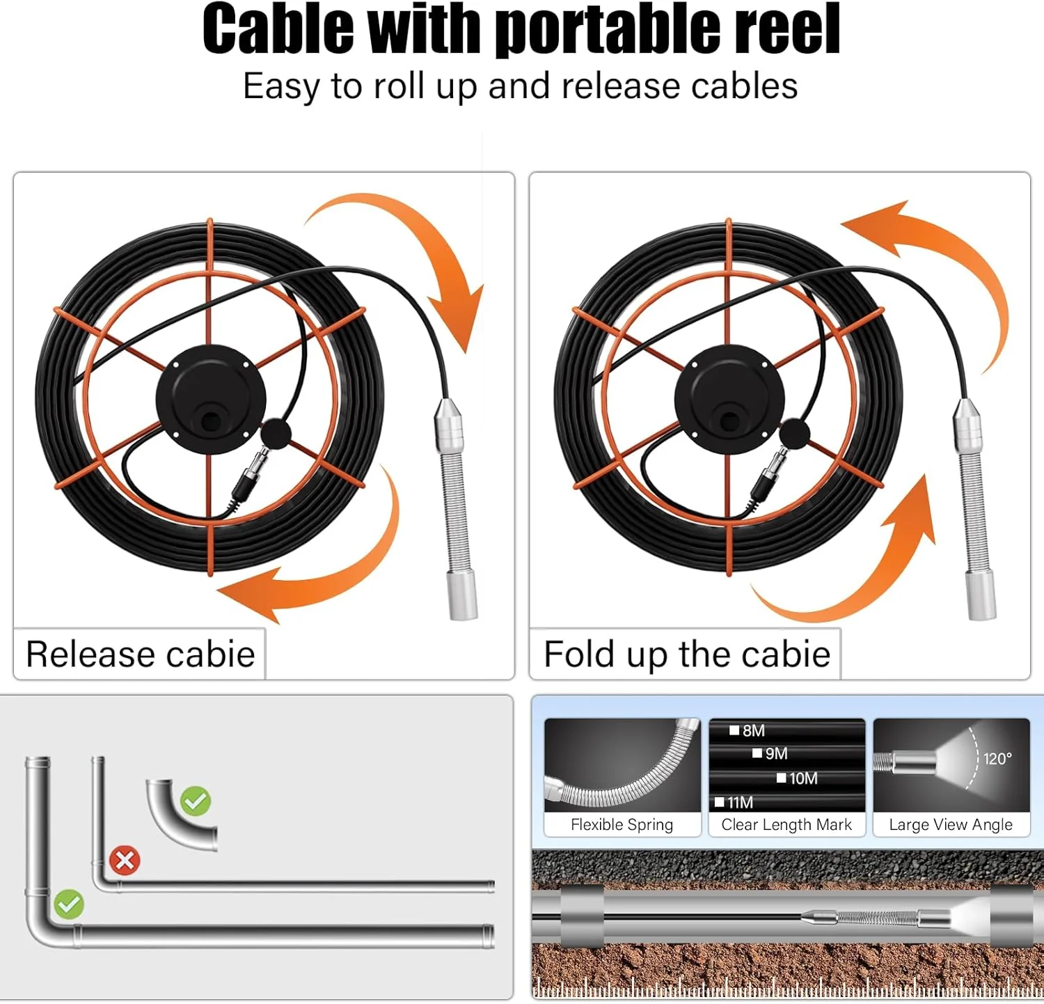 Sewer Inspection Camera, 100FT, DVR, Audio, 4.3" Screen - Image 5