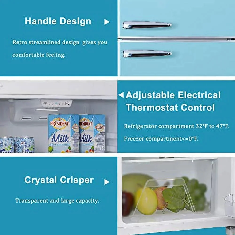 Galanz Top Mount Refrigerator 10.0 Cu Ft Blue 23.74 x 27.48 x 61.81 in - GLR10TBEEFR - Image 7