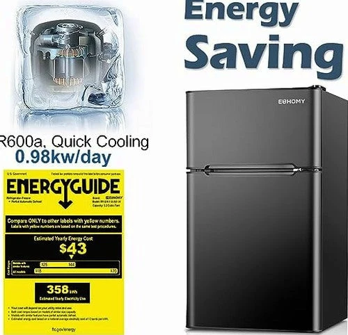 Euhomy 3.2 Cu.Ft Mini Refrigerator With Freezer - Image 4
