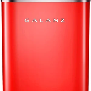 Galanz Portable Countertop Ice Maker, 26 lbs in 24 Hours, 9 Bullet Cubes in 9 Minutes, 2 Ice Sizes, 2.1 L, Retro Red