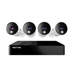 Night Owl CL-BTD81-44L Expandable Bluetooth DVR with 4 Wired Ultra HD Spotlight Cameras and 1TB Hard Drive
