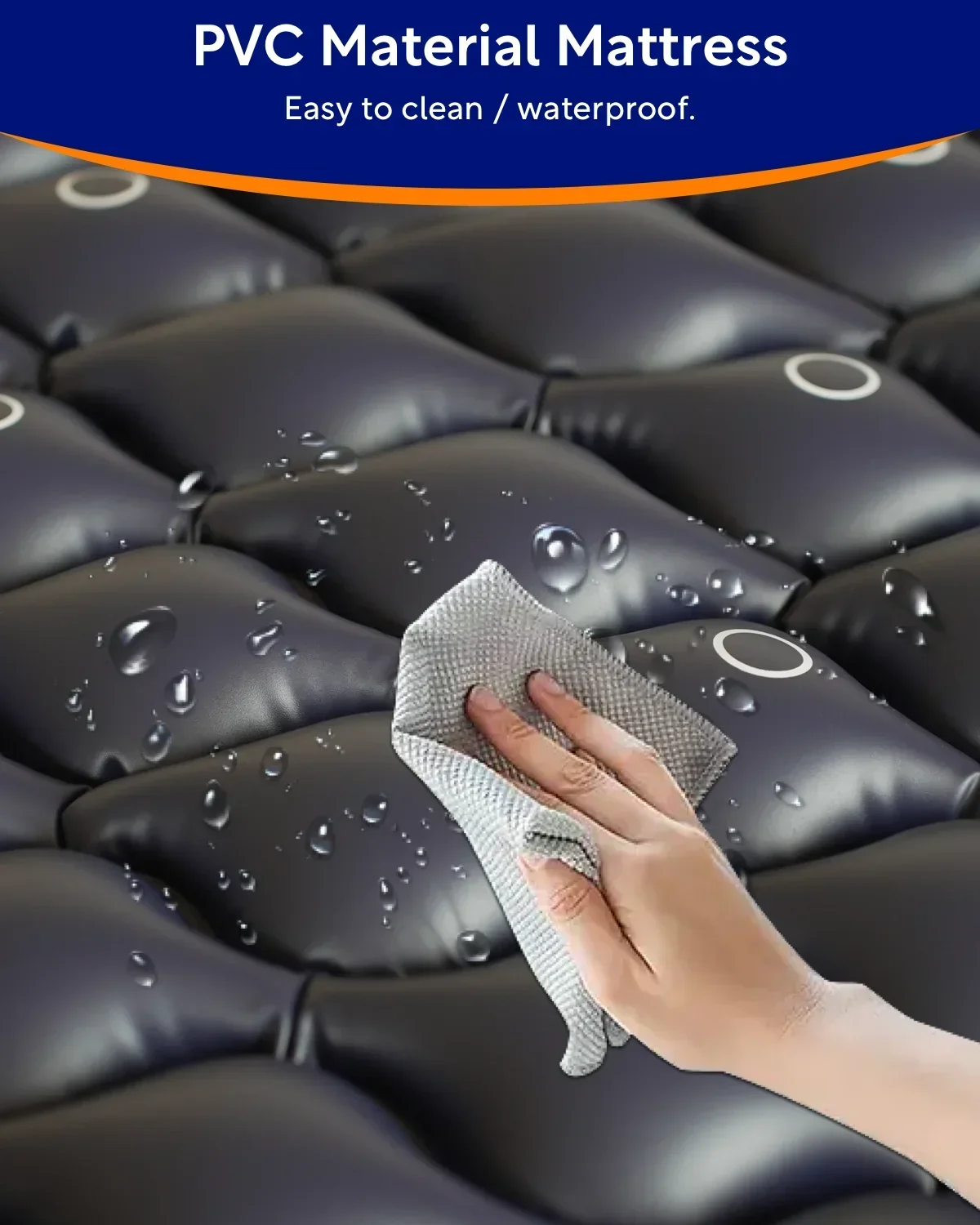 VOCIC Alternating Air Pressure Mattress Pad, Blue, 89"X38"X3", Vinyl - S34 - Image 4