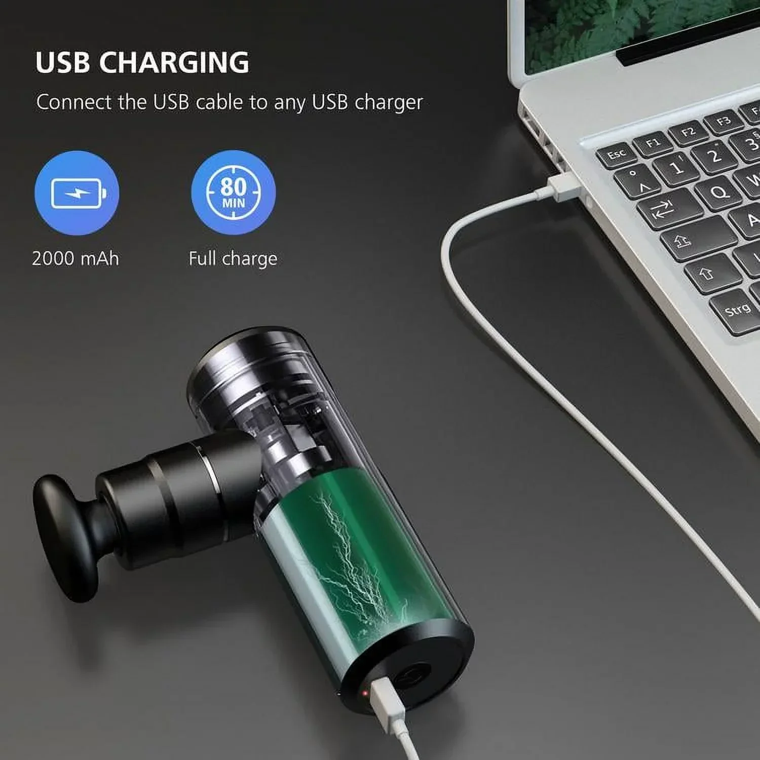 Comfier Mini Deep Tissue Massage Gun With 4 Heads And USB Charging - Image 4