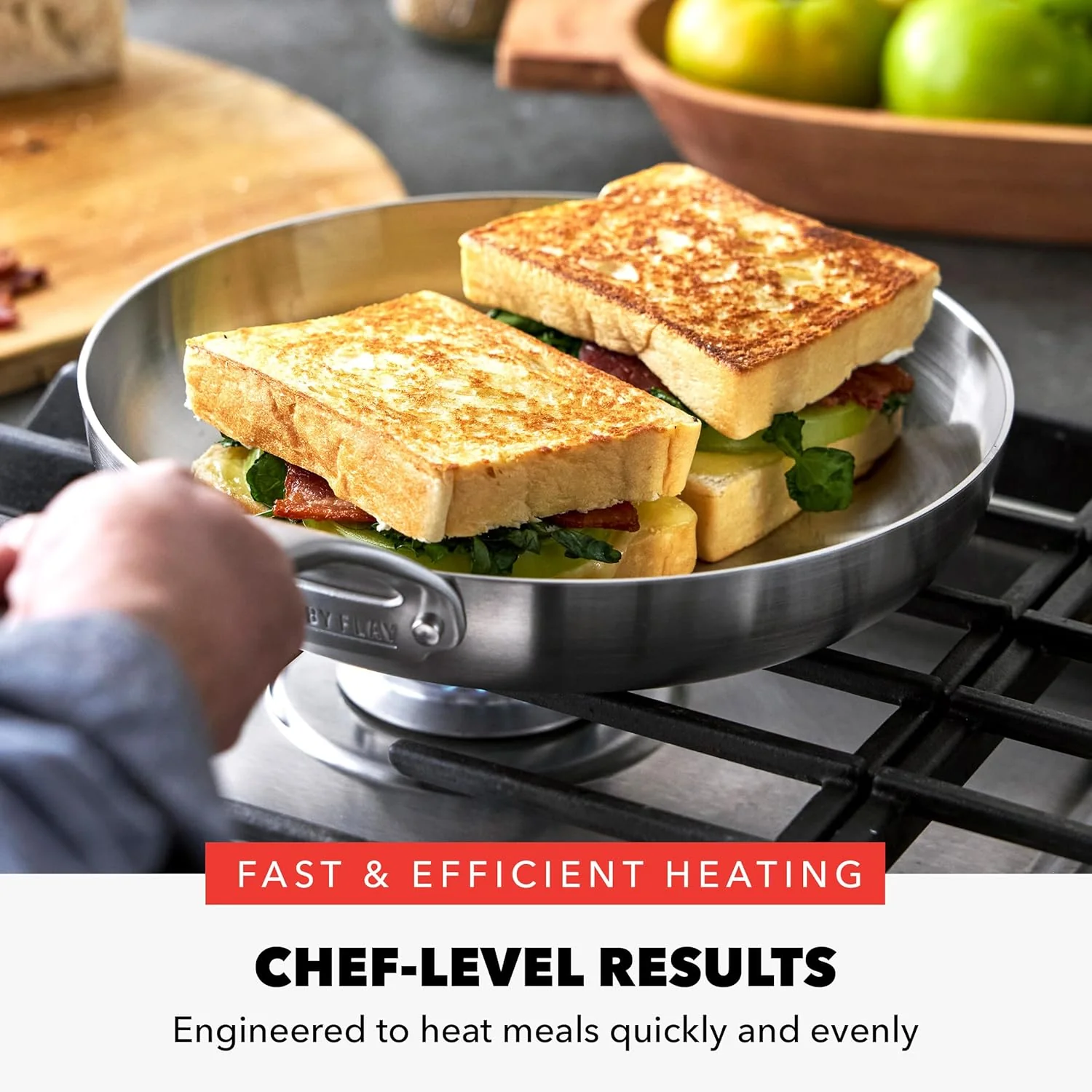 GreenPan x Bobby Flay 10 Piece Stainless Steel Tri-Ply Cookware Set - 8QT Stockpot - Image 9