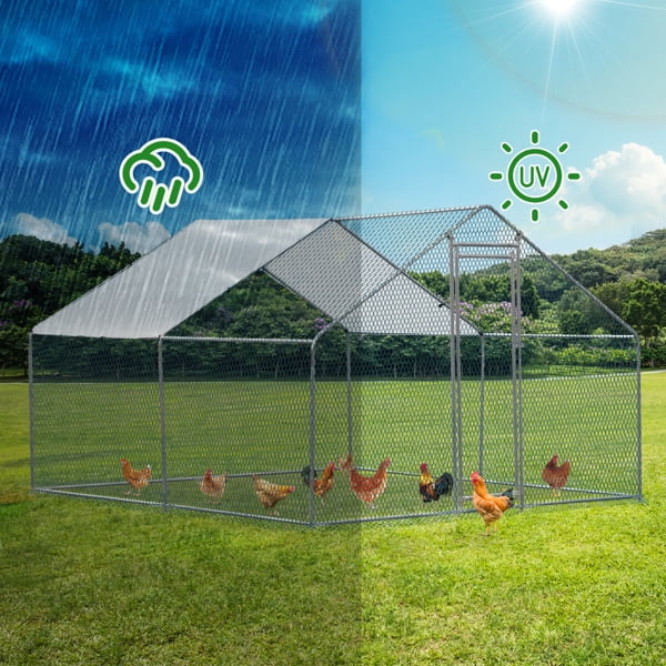 Al Fresco Metal Chicken Coop With Waterproof Cover, Silver, 10 x 10 ft - Image 2