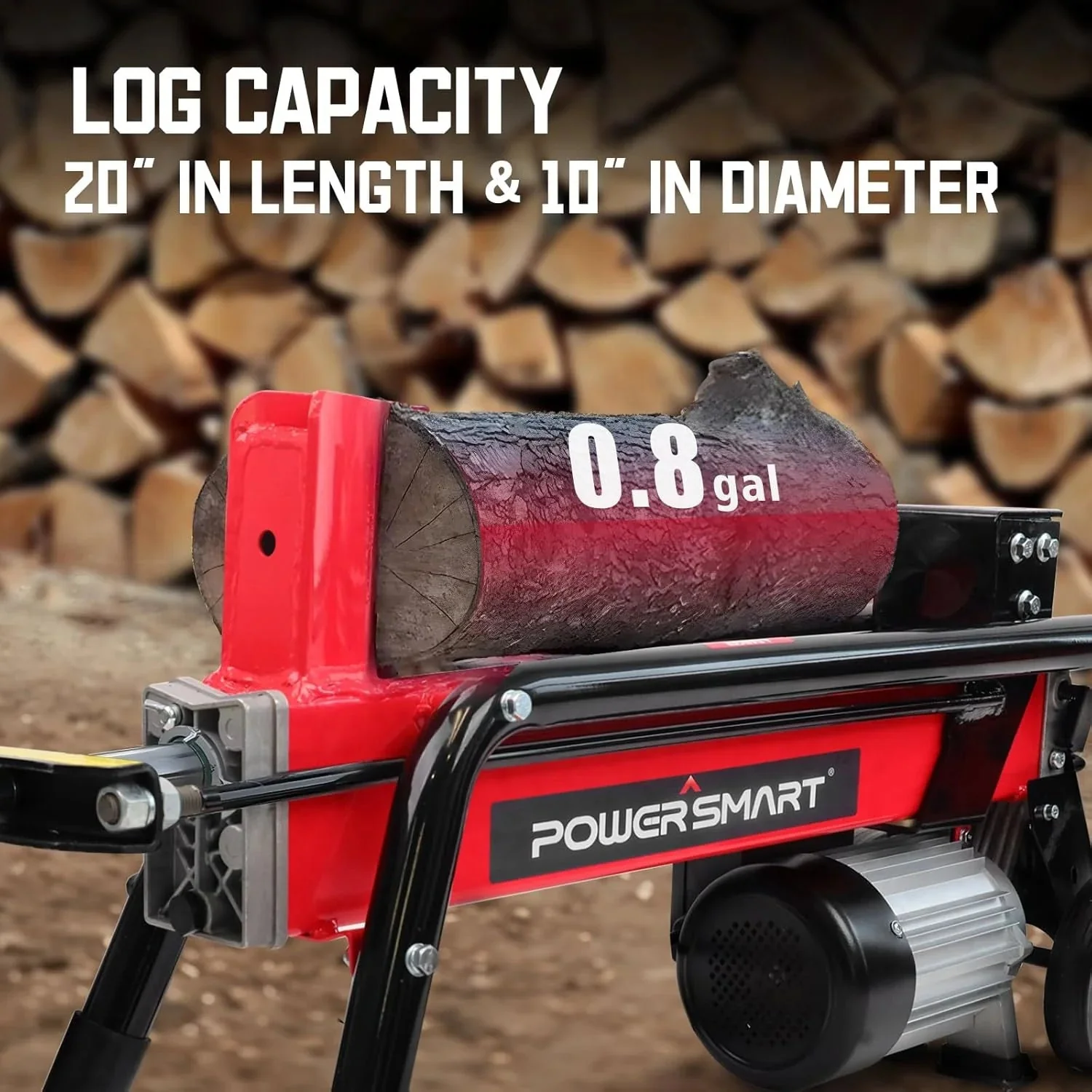 PowerSmart Electric Log Splitter 7-Ton - Efficient Wood Splitter with 3500 Motor Speed, 15 Amp, Horizontal Full Beam Design and Steel Wedge for Firewood & Kindling Cutting - Image 13