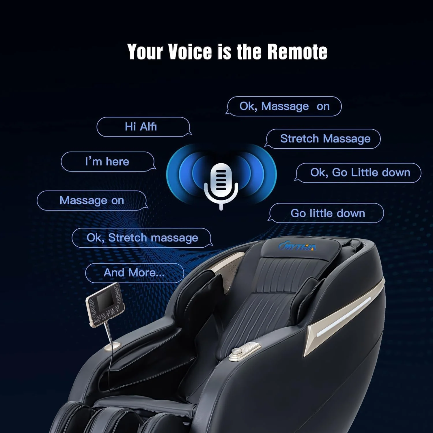 MYTHIA Full Body Zero Gravity Massage Chair With 3D Massage, Heat, Foot Rollers, Bluetooth And USB Charging - MD906 - Image 7