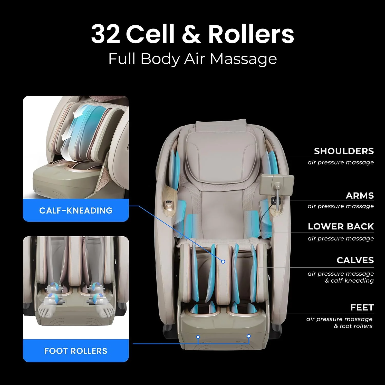 Titan Full Body Massage Chair With 4D Massage Roller, SL Track, 3 Stage Zero Gravity Reclining, Black - Pro 4D Endor - Image 3