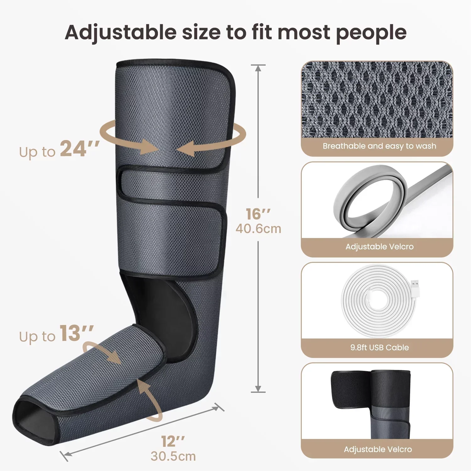 PureHeal Air Compression Foot And Leg Massager, Black - 5 Modes, 5 Intensities - Image 2