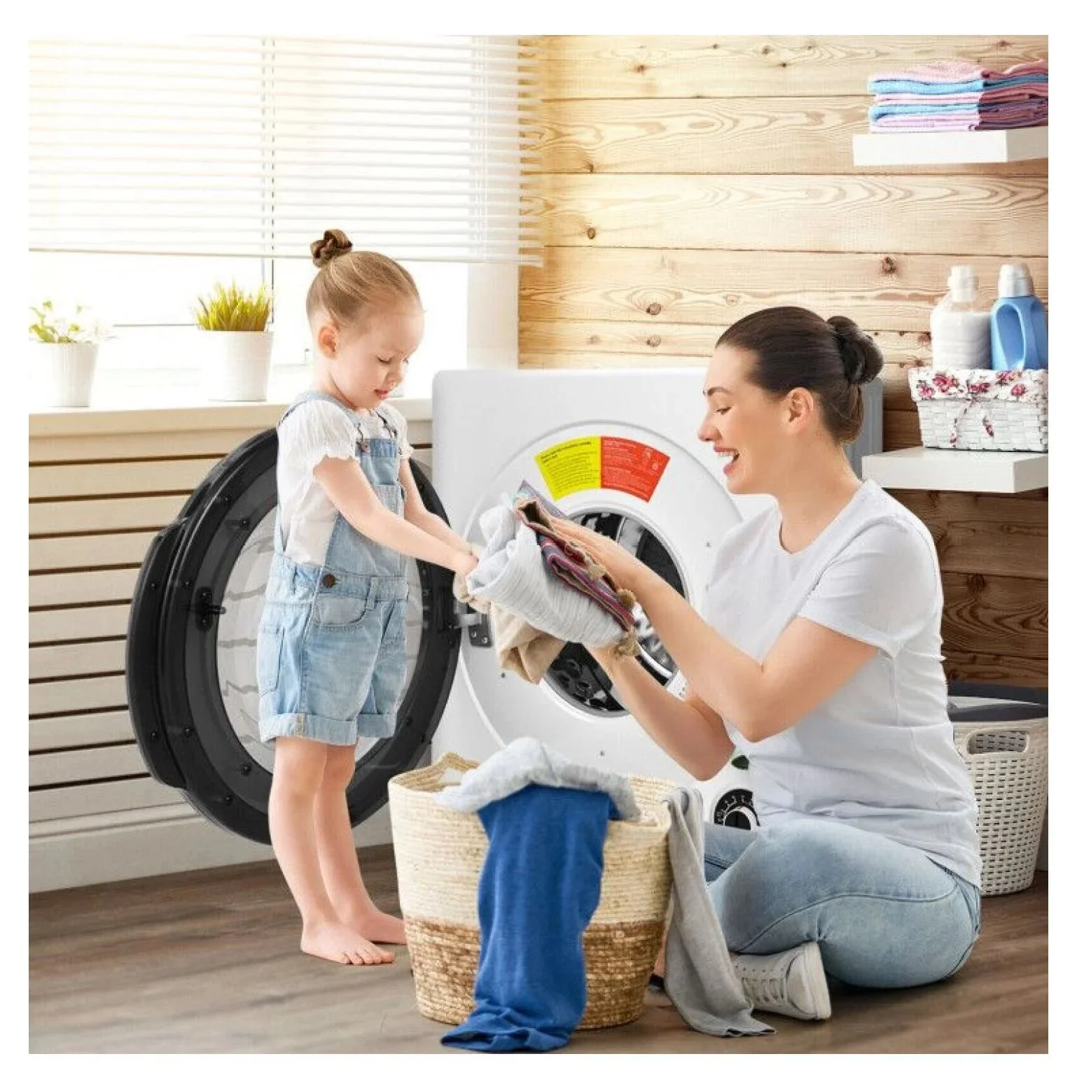 Compact Electric Tumble Dryer, 13.2lbs, White, Stainless Steel Tub, 4 Drying Modes, 2 Heat Settings - Image 3