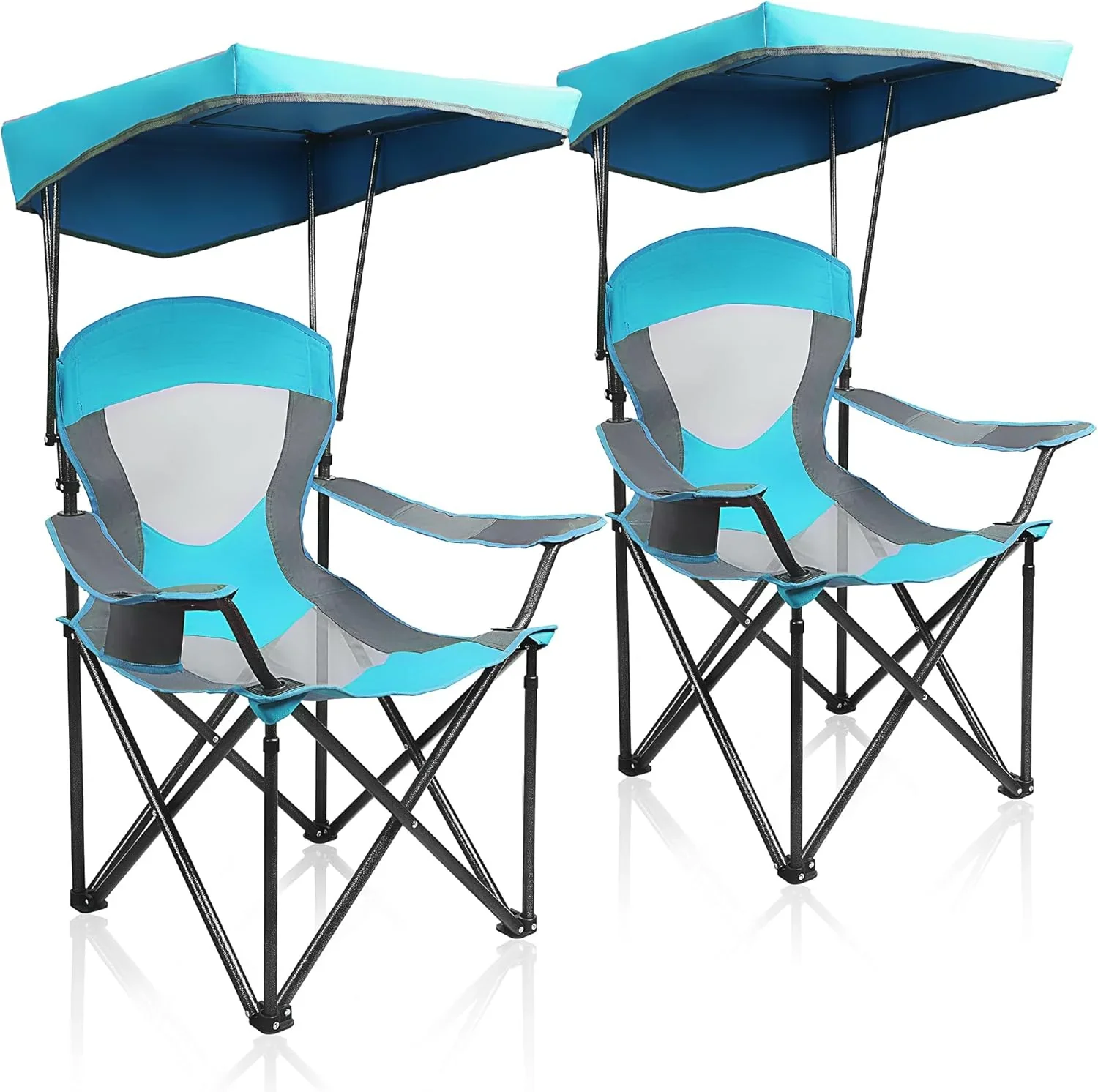 ALPHA CAMP Heavy Duty Canopy Camping Chair, 350 lbs Capacity Oversized Folding Chair with Adjustable Sunshade, Portable Sunshade Chair with Cup Holder for Beach, Fishing, Outdoor - Image 6