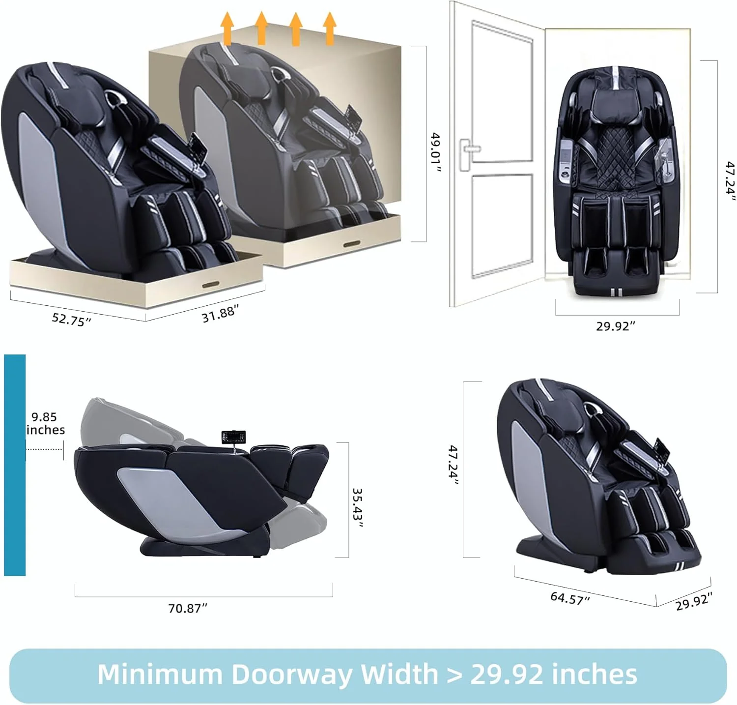 MassaMAX 4D Full Body Massage Chair With Zero Gravity, 15 Modes, Black - MT398 - Image 2